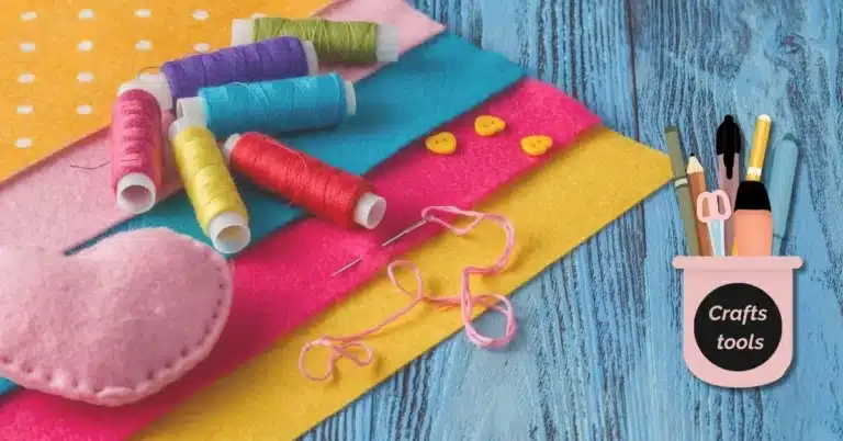 Essential tools for working with felt: scissors, needle, and thread