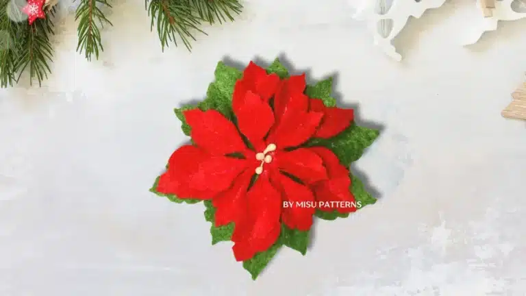 Handmade felt poinsettia flower, Christmas felt decoration